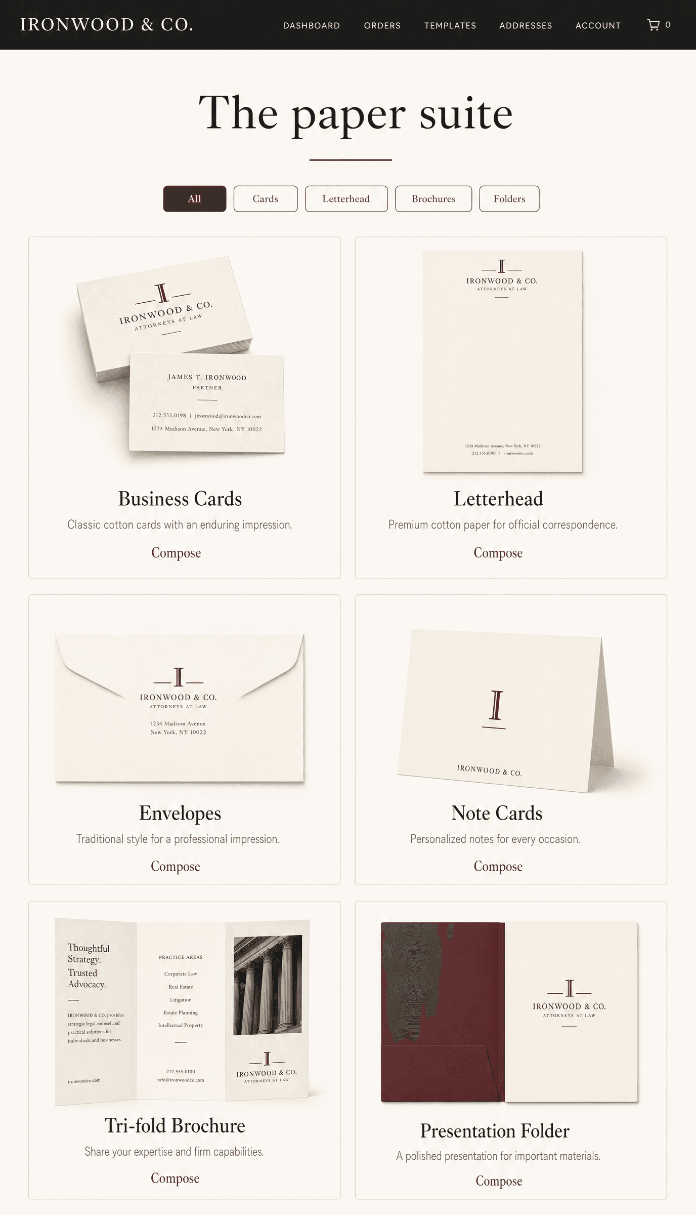 Ironwood & Co. catalog page