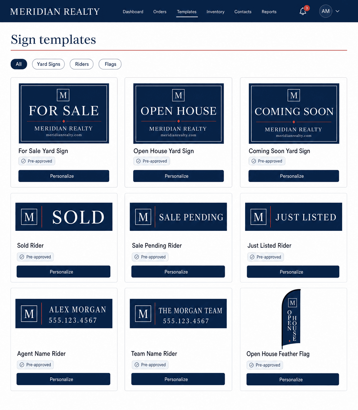 Meridian Realty catalog page